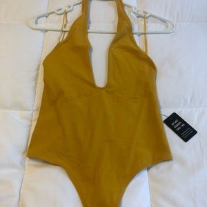 Mustard low cut bodysuit